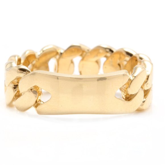 14K Solid Yellow Gold Unisex Cuban Link Ring - Picture 3 of 3